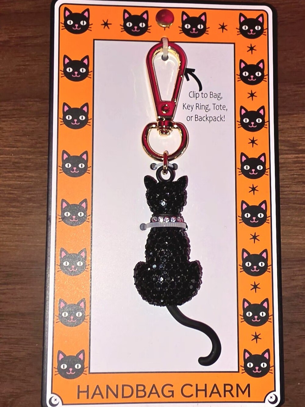 Black Cat Handbag Charm Keychain Purse Charm